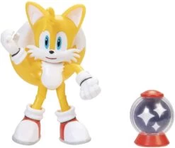 JAKKS PACIFIC Sonic The Hedgehog 4 Inch Action Figure | Tails W/ Invincible Item Box