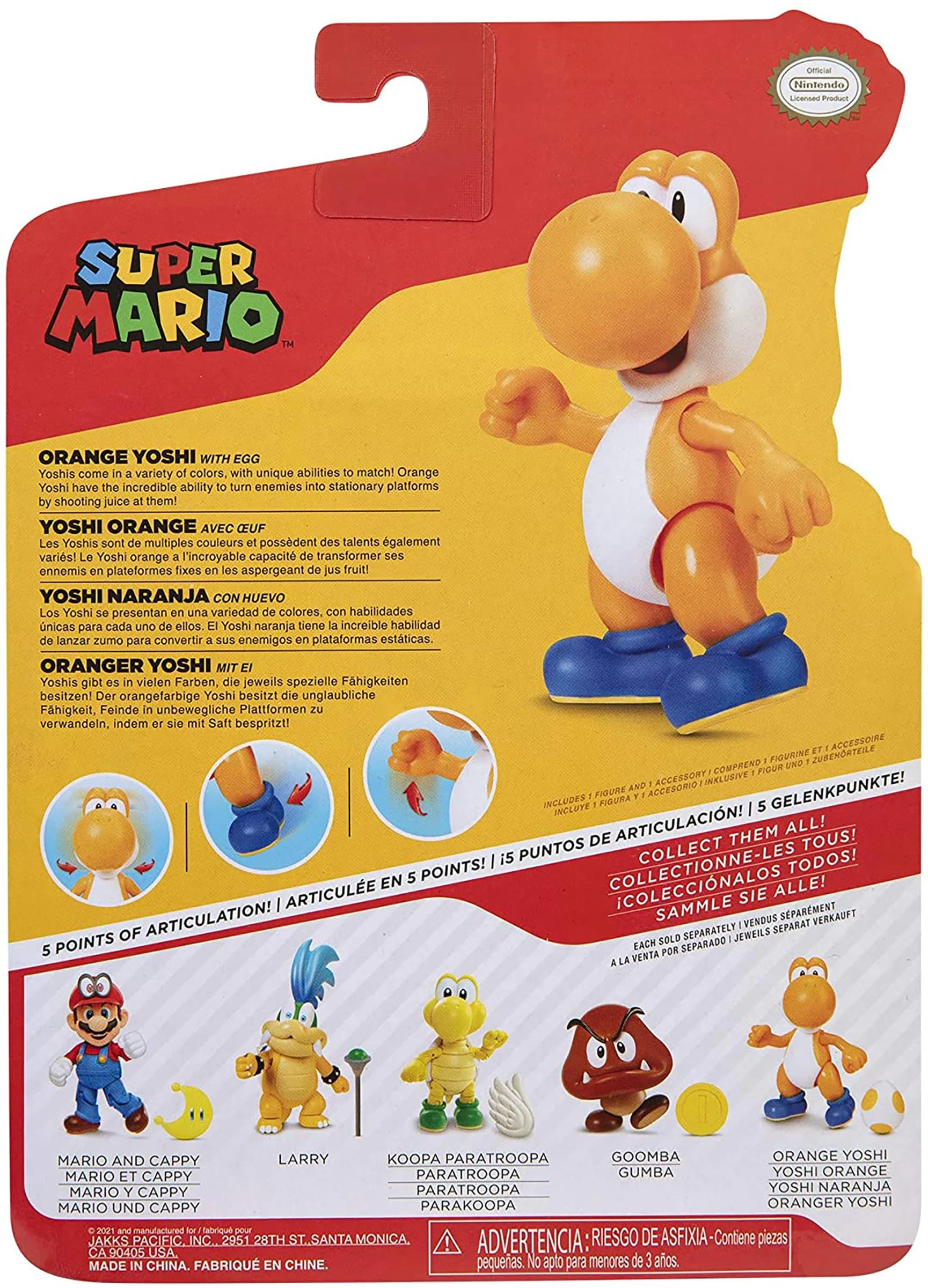 JAKKS PACIFIC Super Mario World Of Nintendo 4 Inch Figure | Orange Yoshi 6 JAKKS PACIFIC Super Mario World Of Nintendo 4 Inch Figure | Orange Yoshi - Image 4