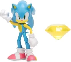 JAKKS PACIFIC Sonic The Hedgehog 4 Inch Figure | Modern Sonic With Yellow Chaos Emerald