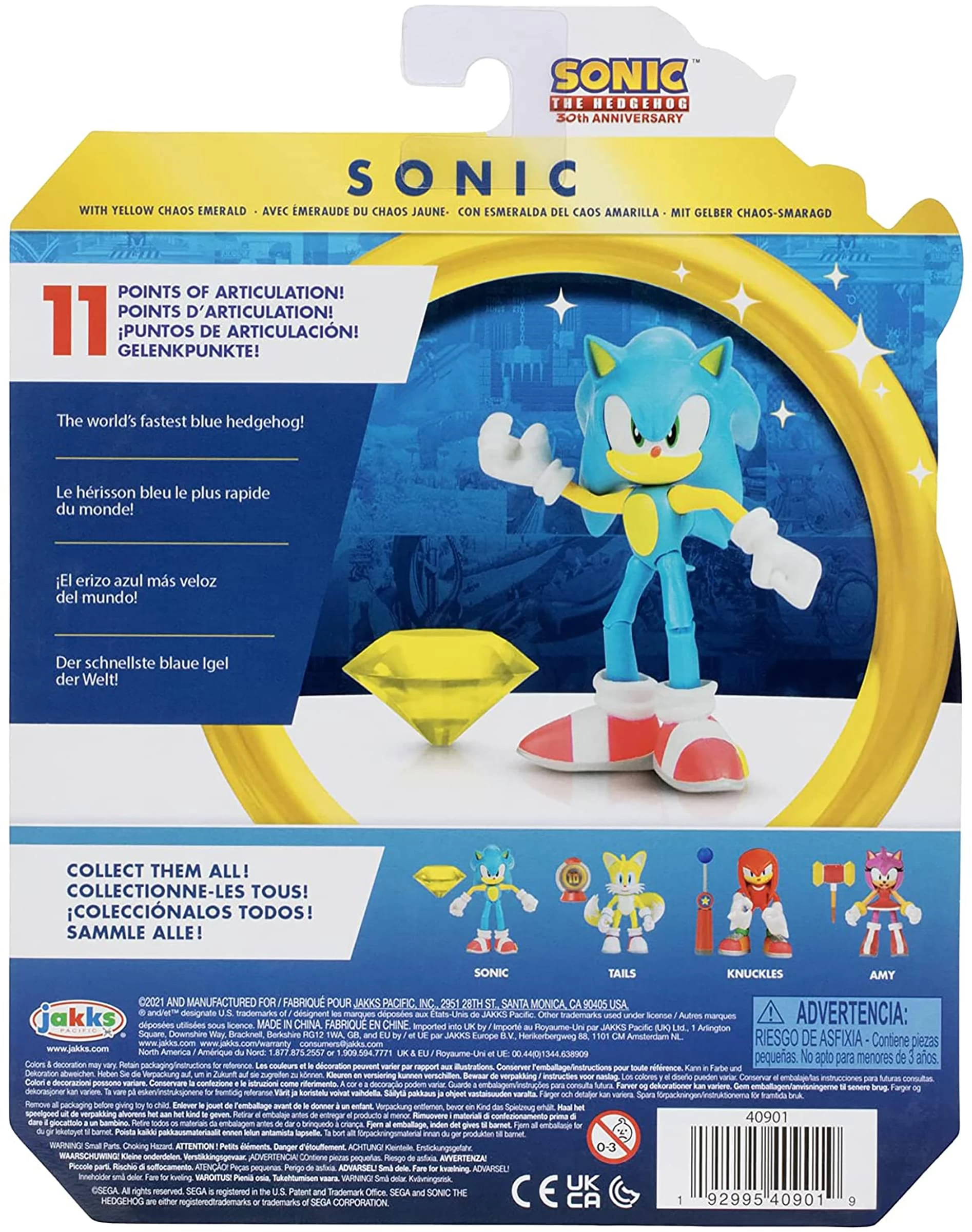 JAKKS PACIFIC Sonic The Hedgehog 4 Inch Figure | Modern Sonic With Yellow Chaos Emerald 5 JAKKS PACIFIC Sonic The Hedgehog 4 Inch Figure | Modern Sonic With Yellow Chaos Emerald - Image 3