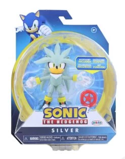 JAKKS PACIFIC Sonic The Hedgehog 4 Inch Figure | Silver (Modern) With Red Star Ring