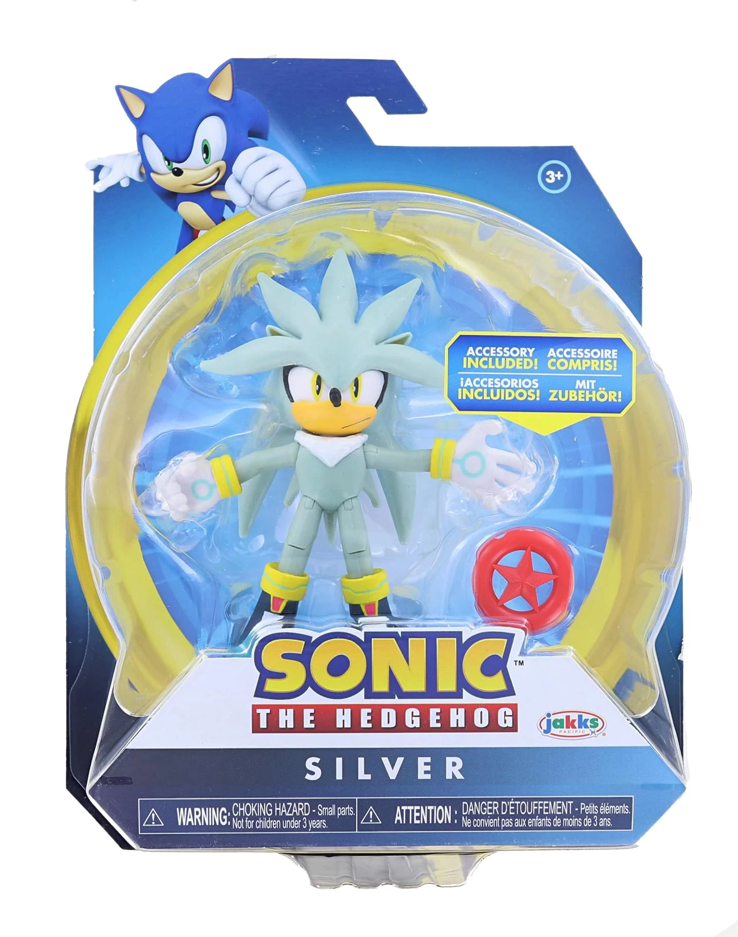 JAKKS PACIFIC Sonic The Hedgehog 4 Inch Figure | Silver (Modern) With Red Star Ring 3 JAKKS PACIFIC Sonic The Hedgehog 4 Inch Figure | Silver (Modern) With Red Star Ring