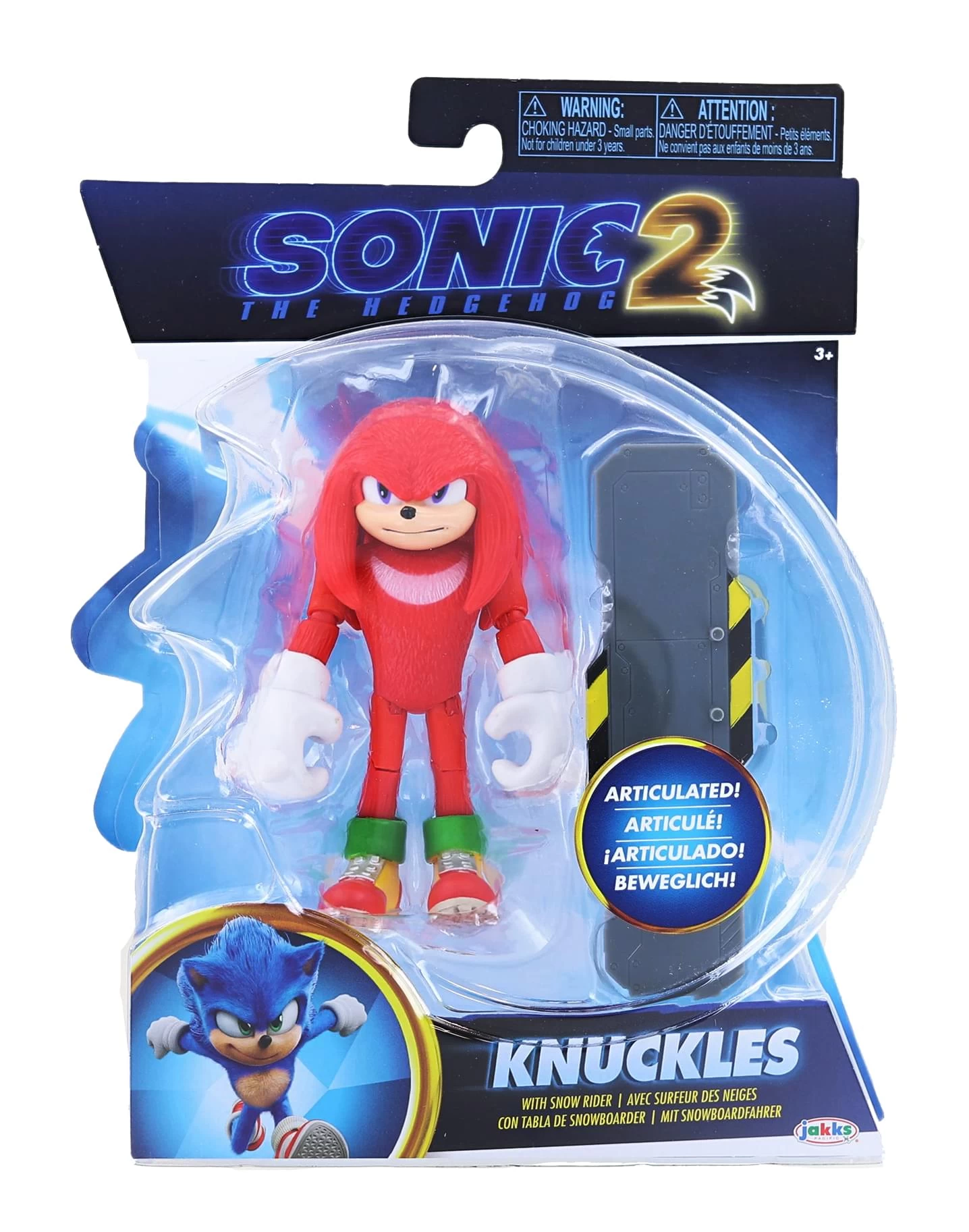 JAKKS PACIFIC Sonic The Hedgehog 4 Inch Figure | Knuckles With Snow Rider 3 JAKKS PACIFIC Sonic The Hedgehog 4 Inch Figure | Knuckles With Snow Rider