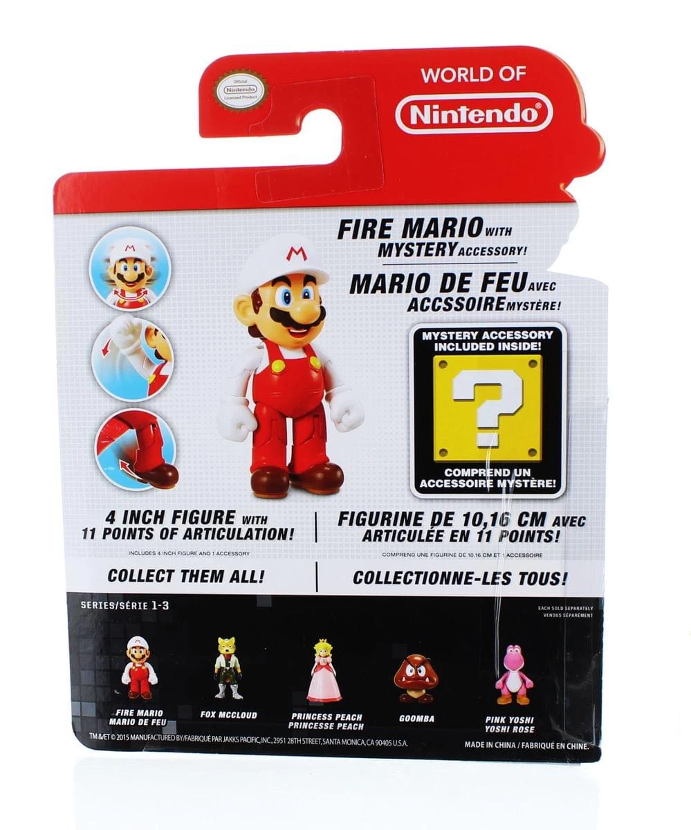 JAKKS PACIFIC Super Mario Bros. 4" Figures Series 3 Mario W/ Fire Flower 5 JAKKS PACIFIC Super Mario Bros. 4" Figures Series 3 Mario W/ Fire Flower - Image 3